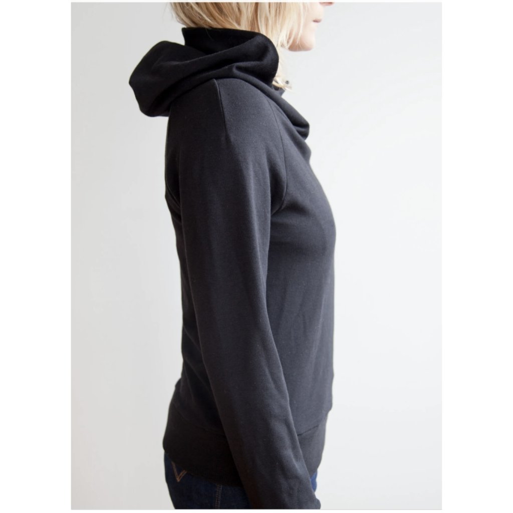 Star' Cowl-neck Hoodie in Charcoal/Rose Gold